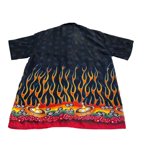 Ferugini Poker Dice Flames Rockabilly Men’s Button Up Shirt Large - Picture 8 of 12